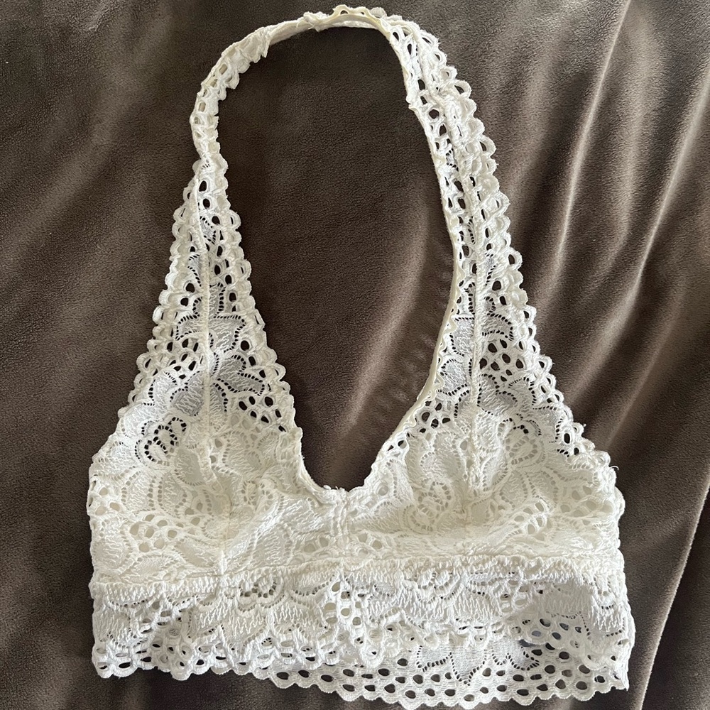 Aerie/American Eagle Outfitters White/Off-White Boho Lace Halter Bralette